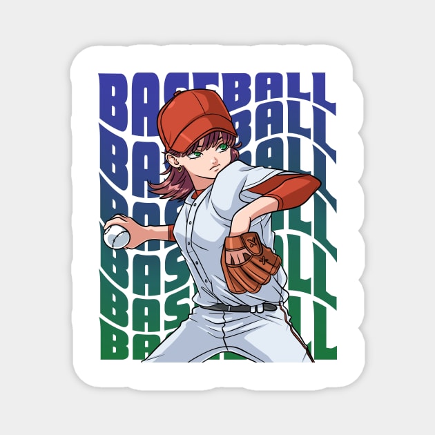 Baseball Player Boys Girls Youth Female Outfielder Sports Magnet by Noseking