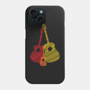 Artistic Acoustic Guitar Design - Guitar Art - Yellow Red Orange Phone Case