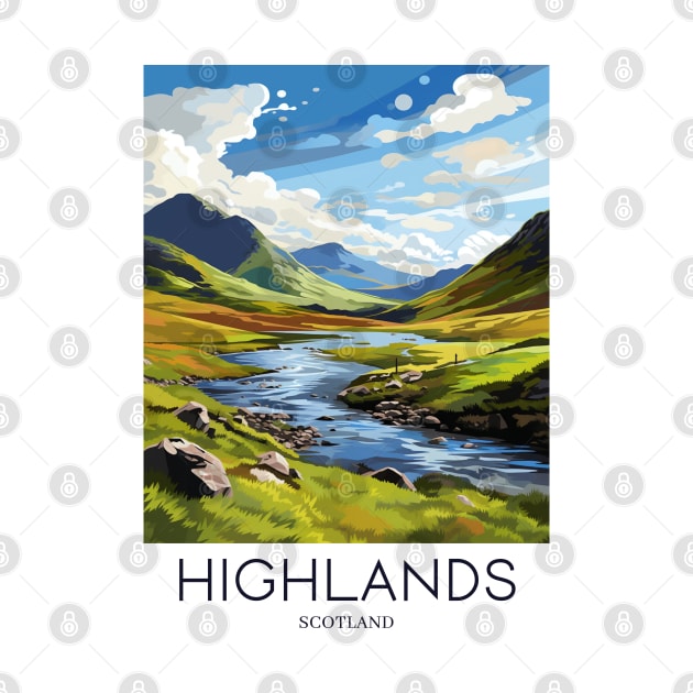 A Pop Art Travel Print of the Highlands - Scotland by Studio Red Koala