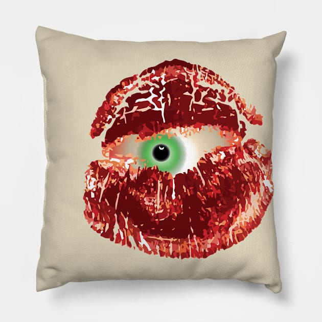 Eye in lips Pillow by tesiamarieart