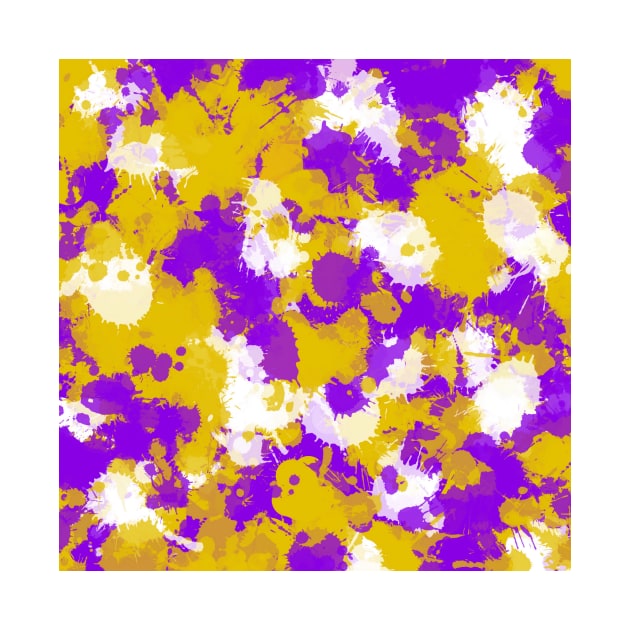 Purple Gold and White Paint Splatter by BigTexFunkadelic