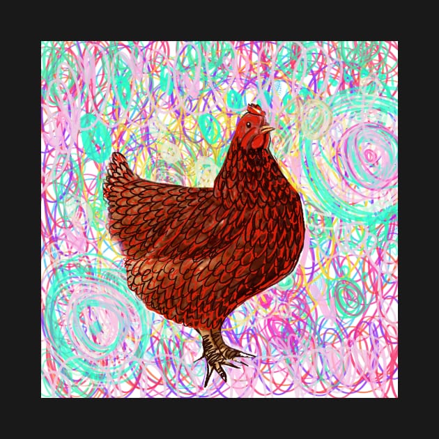 Chicken, hen abstract background, squiggly, little red hen wiggles by Edgot