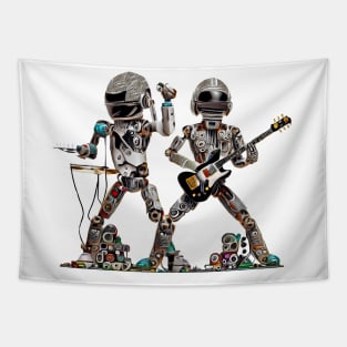 Robots Performing Rock Concert Tapestry