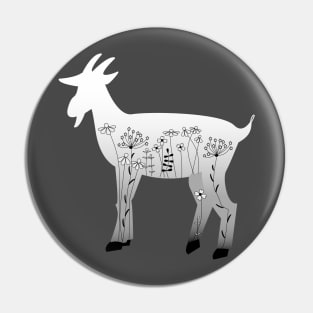 Lispe Goat with Wild Flowers Pin