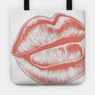 Luscious Coral Lips Art Print No. 636 Tote