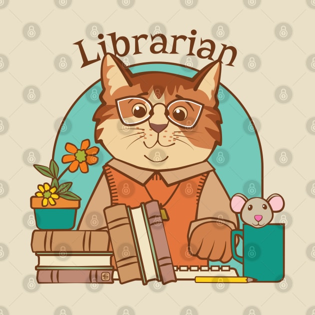 Busy Librarian Cat and Mouse by Sue Cervenka