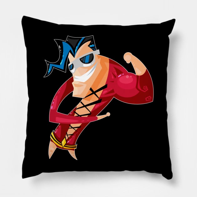 Plastic man Pillow by vancamelot