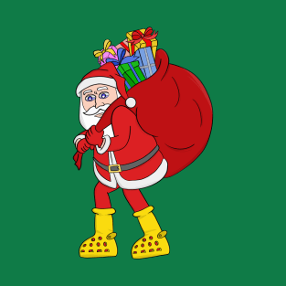 Santa Claus Wearing Big Yellow Boots T-Shirt