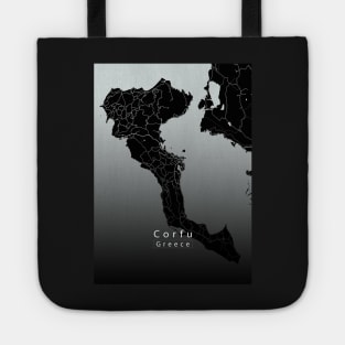 Corfu Greece Island Map dark Tote