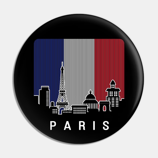 Paris France Skyline Flag Pin by travel2xplanet