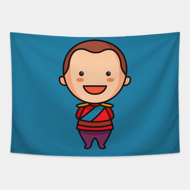 Cute British Royal Duke in Traditional Clothing Cartoon Tapestry by SLAG_Creative