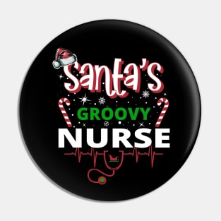 Santa's Groovy Nurse - Holiday Funny Christmas Pin