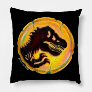 Jurassic World Tyrannosaurus Rex Skull Charcoal Pastel Drawing Pillow