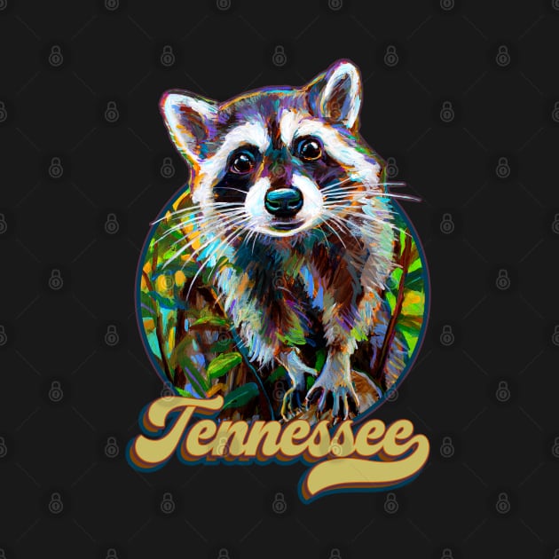 Retro Tennessee Raccoon by Robert Phelps by RobertPhelpsArt