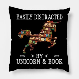 Easily Distracted By Horse And Book Reading Lover Girls Kids Pillow