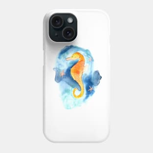 Seahorse under Water Watercolor Painting Phone Case