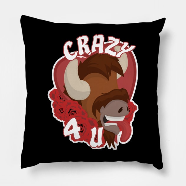 Crazy for you Bison (Valentines day) Pillow by RampArt