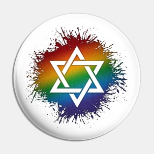 Rainbow Star of David Pin