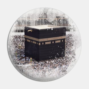 Saint Kaaba, Masjid Al Haram, watercolour illustration Islamic art Pin