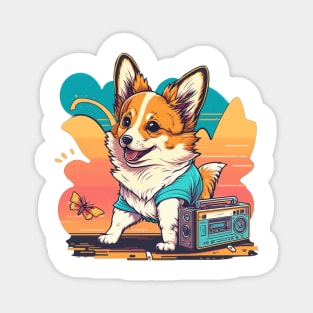 Cartoon Corgi on the Beach on the beach Magnet