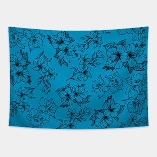 Floral Pattern Black Tapestry