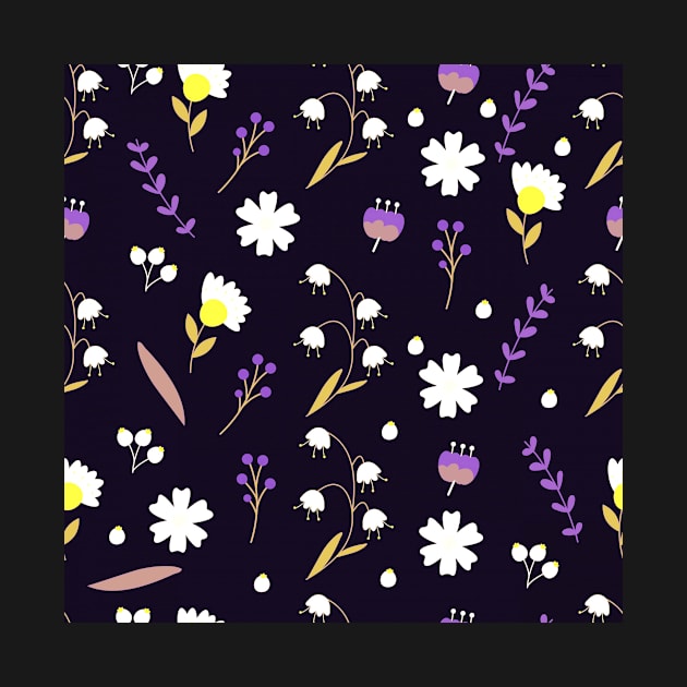 Nonbinary Pride Simple Mixed Flowers Pattern by VernenInk