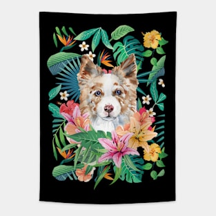 Tropical Red Merle Border Collie 4 Tapestry