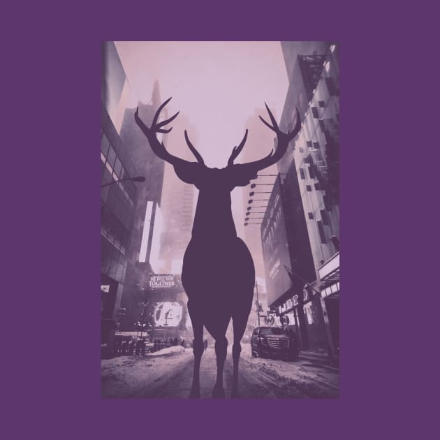 Purple Deer in the City by DracoWorks