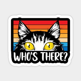 WHO'S THERE? Retro Black Cat,Cat paws, For lovers of cat paws Magnet