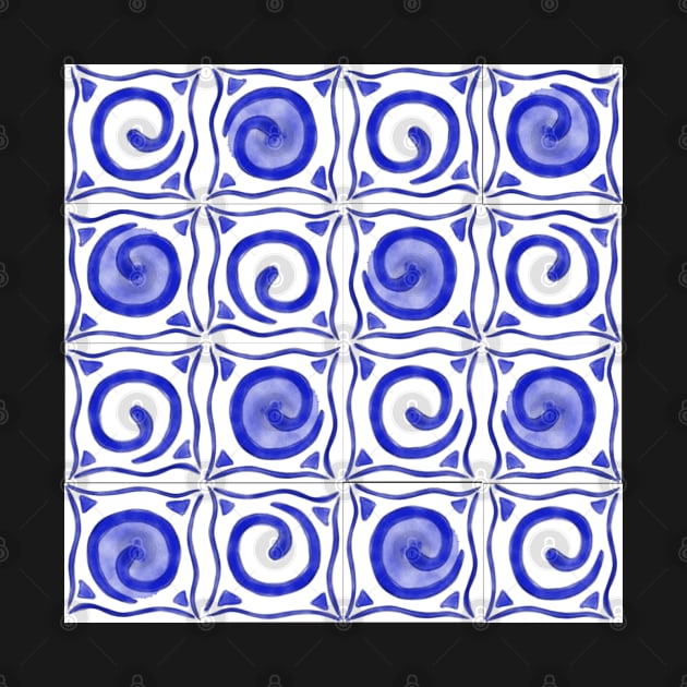 Blue and white swirly pattern by ElderIslesPress