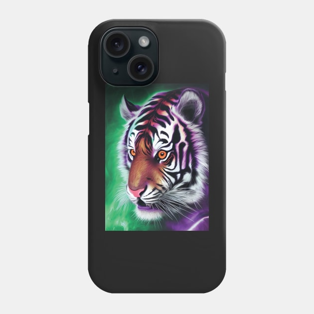 Psychedelic Tiger | Colorful Tiger Art | Astral Tiger Painting | Beautiful Multicolored Tiger Phone Case by GloomCraft