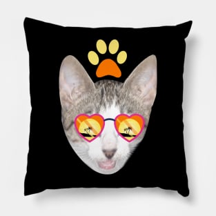 Meowvellous Moments: Cat's Sunglasses Summer Escapade Pillow