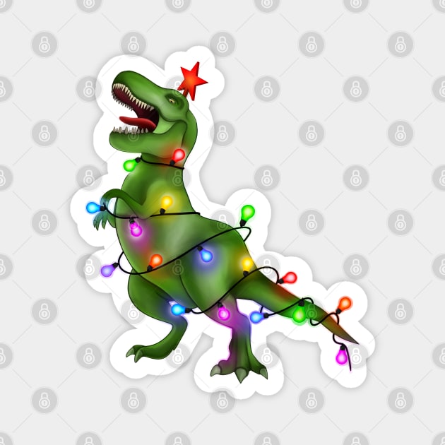 Xmas T. rex tree Magnet by Meakm