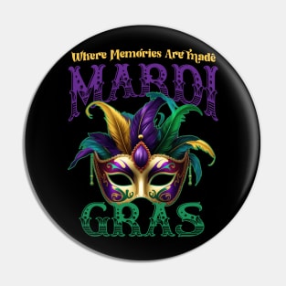 Mardi Gras Mask - Where Memories Are Made Pin