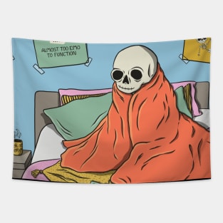 Skeleton On Bed Tapestry