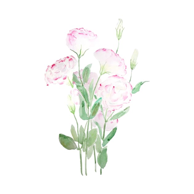 pink eustoma flowers  watercolor painting 2021 by colorandcolor