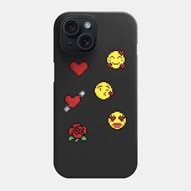 Valentine's Day Pixel Stickers Phone Case by rafagars