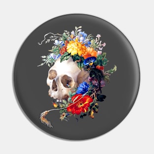 Skull and Flowers Pin