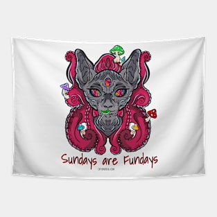 Sundays are Fundays - Catsondrugs.com - rave, edm, festival, techno, trippy, music, 90s rave, psychedelic, party, trance, rave music, rave krispies, rave Tapestry