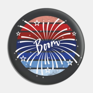 Boom Fireworks Red White And Blue Sunset Pin