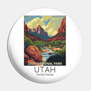 A Vintage Travel Illustration of Zion National Park - Utah - US Pin