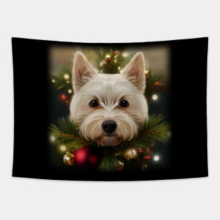 Westie Christmas tree dog Tapestry