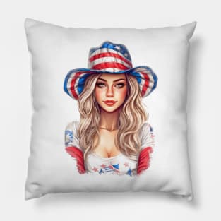 4th of July Girl #1 Pillow