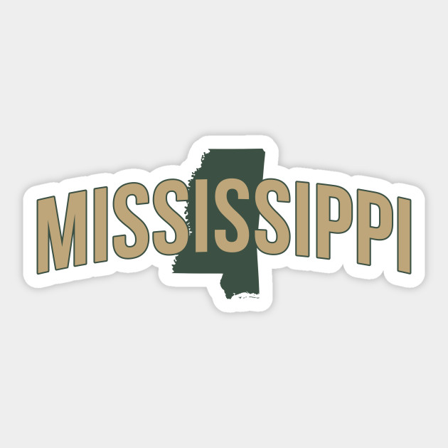 Mississippi State Map and Name - Mississippi State - Sticker