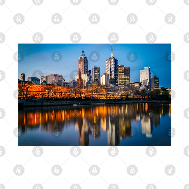 Blue Hour Melbourne Cityscape at Sunset by Design A Studios