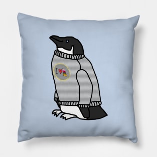 Penguin Wearing a Sweater at Christmas Pillow