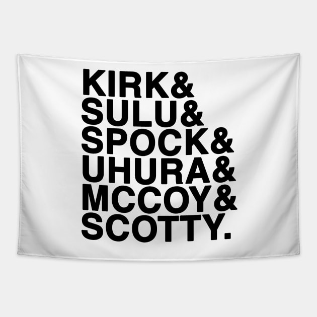 STAR TREK NAMES (BLACK) Tapestry by finnyproductions