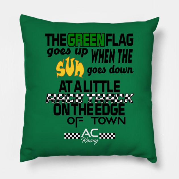 Sunset at the Track (dark) Pillow by AC Racing