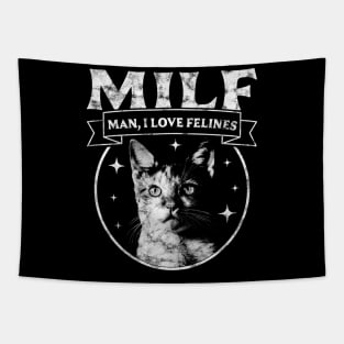 MILF Man I love Felines Funny Cats Retro Vintage Cat Tapestry