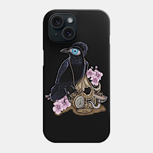 Crow and cat skull Phone Case